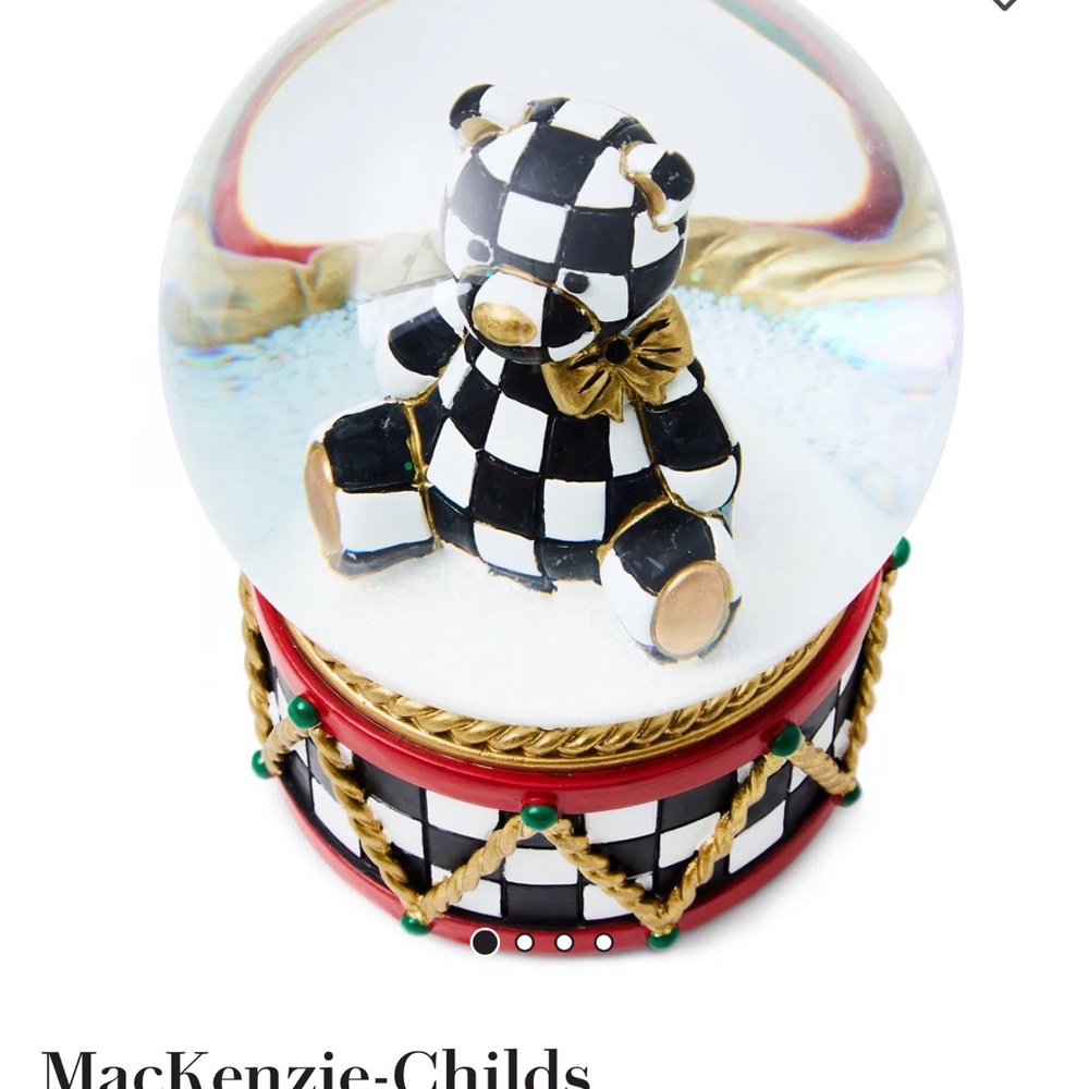 MacKenzie-Childs Black and White Checkered Bear Globe
